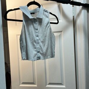Stylish Kids Sleeveless Button-Up Shirt - Light Blue